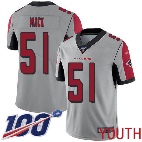 Atlanta Falcons Limited Silver Youth Alex Mack Jersey NFL Football #51 100th Season Inverted Legend->youth nfl jersey->Youth Jersey